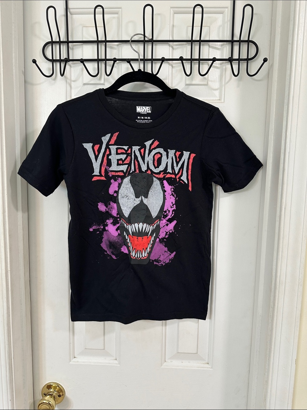 Marvel Black Venom Graphic Tee with Purple and Red Accents